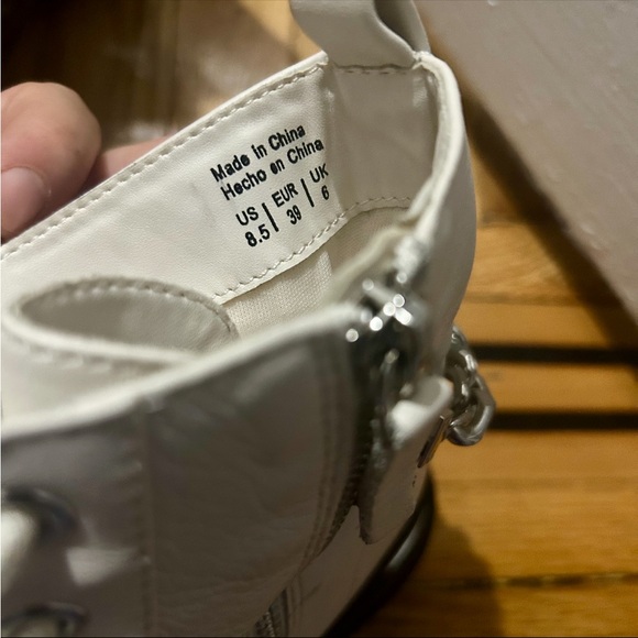 ALDO White Leather Combat Boots - Picture 3 of 4